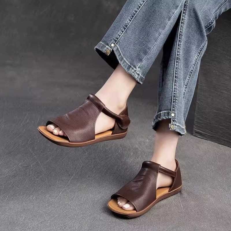 2026 verano nicho retro ocio nuevo zapatos de mujer sandalias de dedos abiertos de moda confortable sandalias huecas