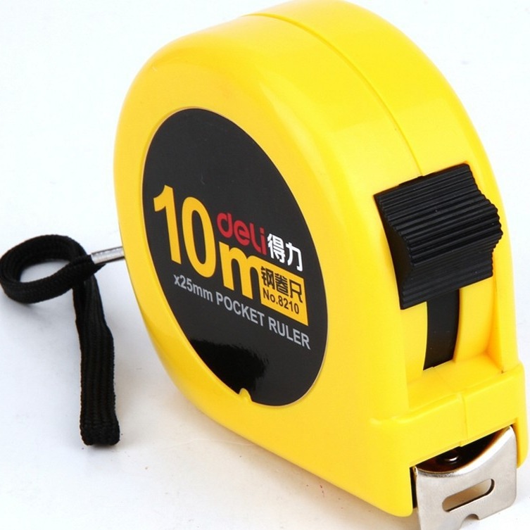 得力8210钢卷尺 10米钢尺 长距离测量尺 施工米尺 刻度钢尺