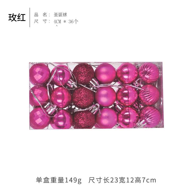 4CM bolas de Navidad (36 piezas) Rose Red