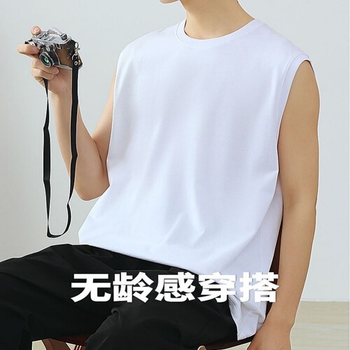 Cotton Short Sleeve Unisex Western Style Trend Brand Open-Front Jacket Men's Backless Tank Top Summer Instagram Streetwear T-Shirt