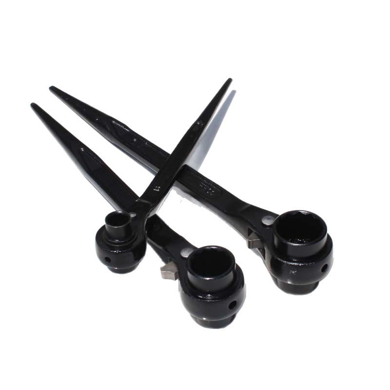Llave de doble cabezal y doble mordaza con mango puntiagudo para un uso rápido, especializada para trabajadores de la construcción, tipo llave de vaso, tipo engranaje, trinquete de alto torque para desmontaje.