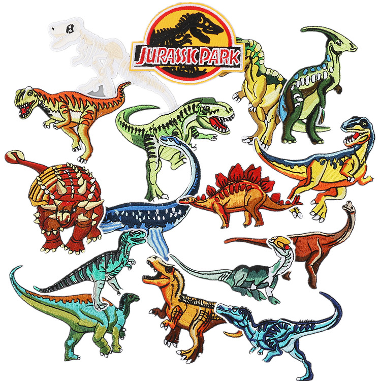 啸天亚马逊卡通侏罗纪时代恐龙总动员补丁贴热恐龙刺绣布贴绣花标