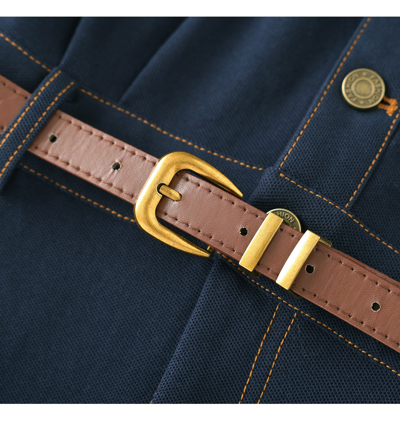 Đầm denim nữ cổ V eo cao tay ngắn dáng ôm — xanh lam chi tiết 20