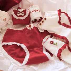 本命年安可拉红女生内裤A类婴儿棉内裤女7A裆少女三角裤