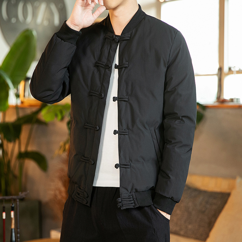 冬季男士唐装加厚保暖外套棉衣中国风复古盘扣棉袄宽松大码男棉服