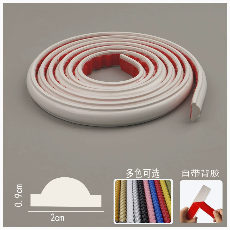 PVC Soft Edge Strip Self-Adhesive, Curved Ceiling & TV Wall Molding, White, Various Widths
