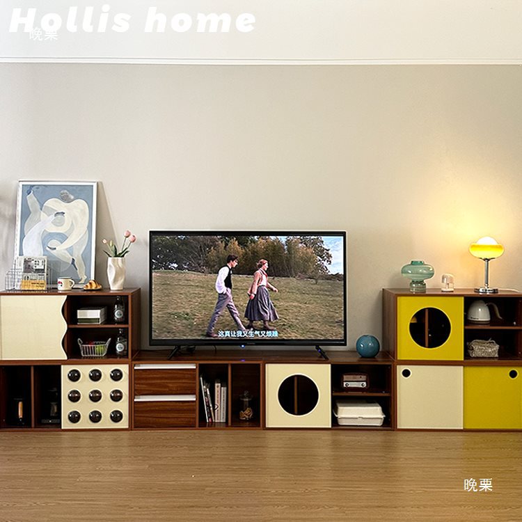 [Beaver Yishi] Medieval Retro Tv Cabinet Small Apartment Living Room Storage Storage Module Cabinet Storage Combination Cabinet
