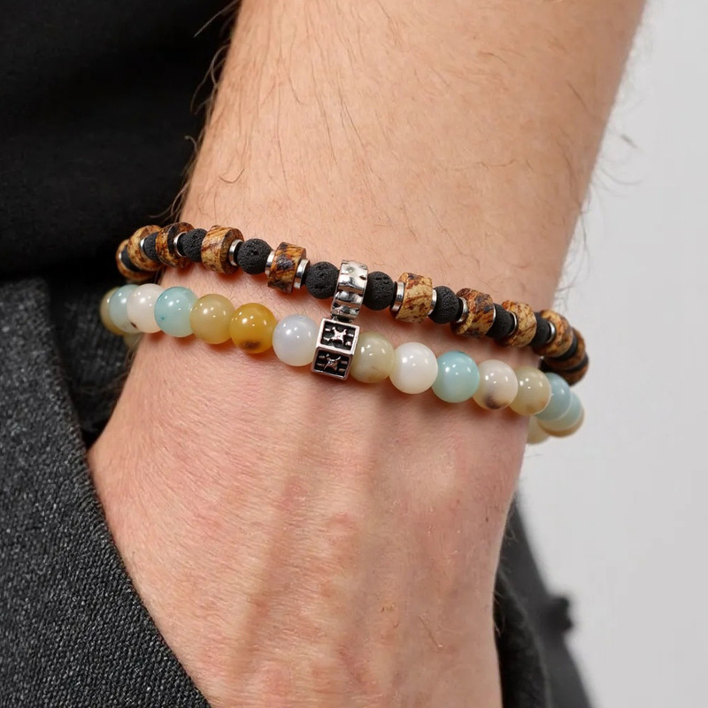 Amazon's Best-Selling European and American Hip-Hop Beaded Bracelets, Turquoise High-End Men's Accessories, Cross-Border European and American Jewelry