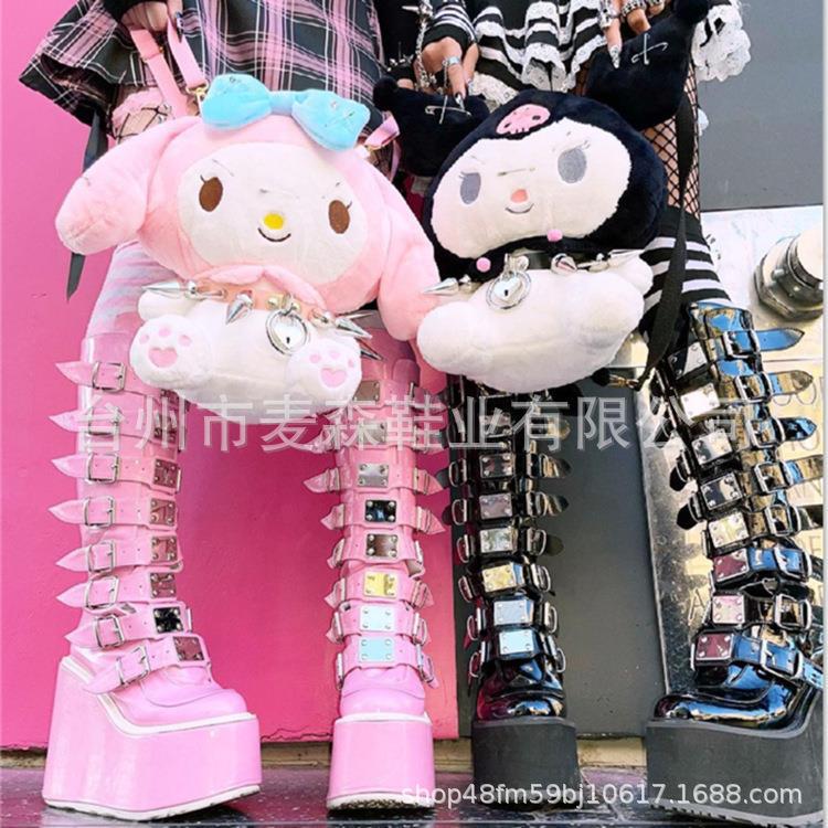 Demonia hebilla botas de plataforma 2023 nuevo gótico cuña botas altas mujeres punk estilo caliente chica Caballero botas