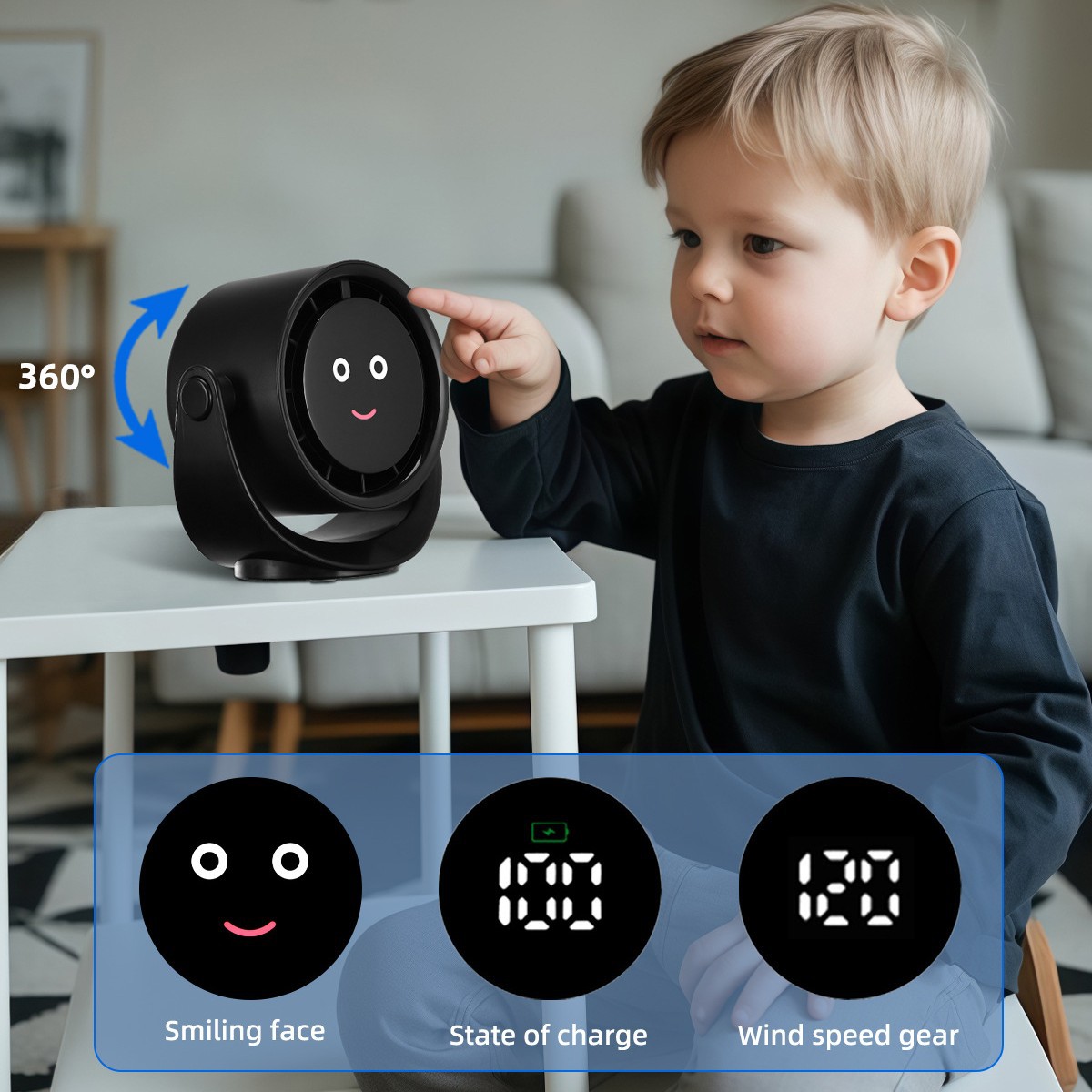 Cross-Border Desktop Fan Office Small Silent Home USB Charging Ultra-Long Battery Life Vertical Circulation Small Fan