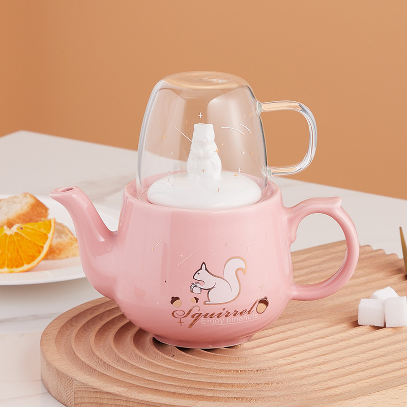 Ins solo juego de té cerámica ardilla Amazon Comercio exterior oferta especial puede agregar logotipo una olla taza regalo