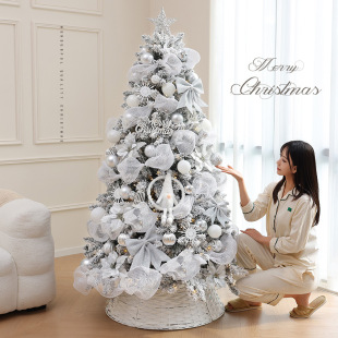 Christmas Tree Falling Snow Christmas Tree High-End White Flocking Pvc Christmas Tree Cartoon Package Ornaments Batch