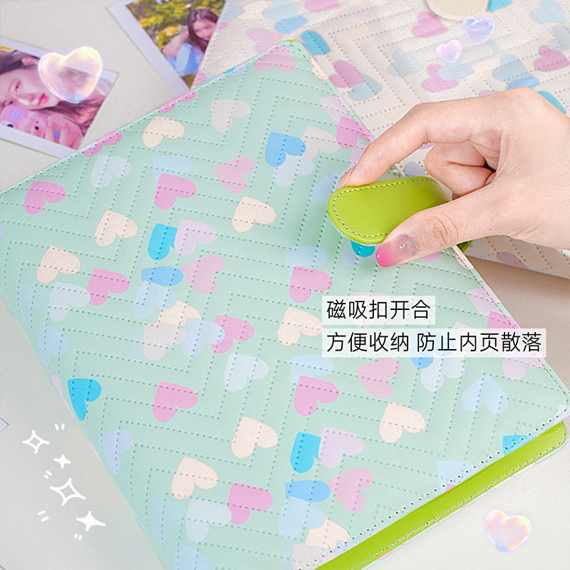 Nuevo libro de tarjetas de pu de cuero de amor 4 palacios libro de almacenamiento de tarjetas pequeñas estrella a4 álbum de crecimiento álbum conmemorativo de gran capacidad