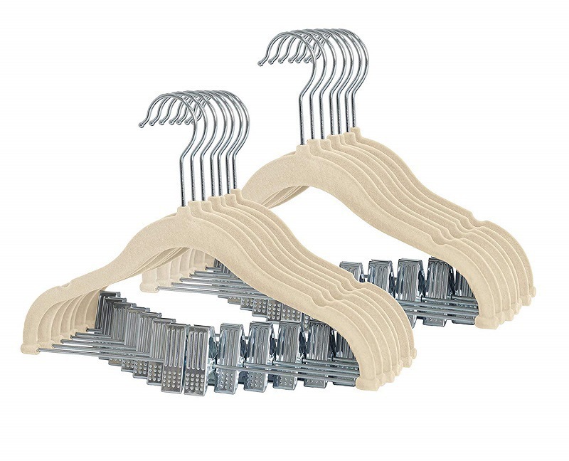 Niños con clip flocado antideslizante percha de plástico multifuncional almacenamiento mágico para secar percha de ropa