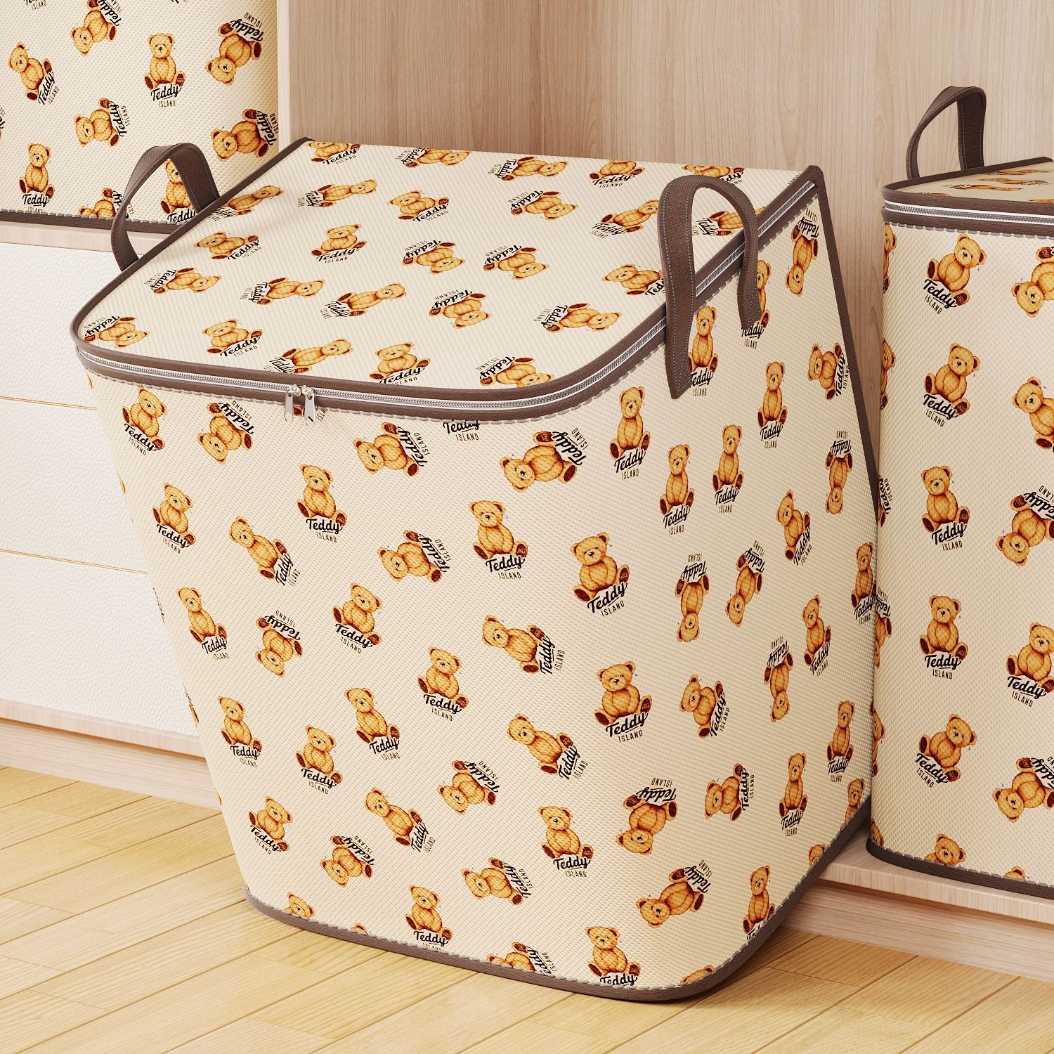 Teddy bear clothes quilt foldable fabric storage bag wardrobe storage toy storage box bedroom clothes