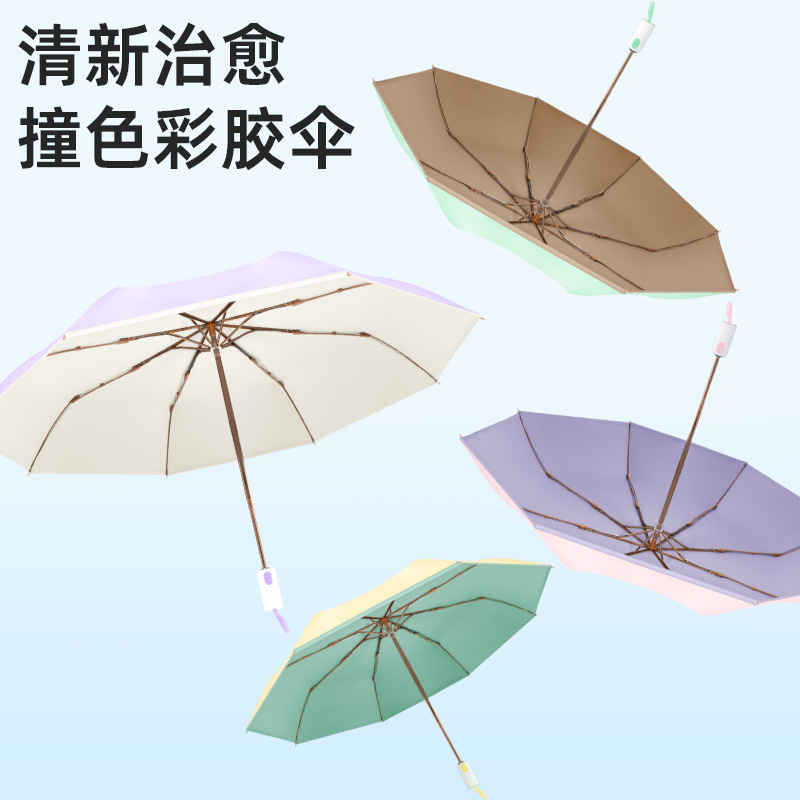 8本骨全自動カラーグルーサンシェード傘、UVカット、女性用高見えエッジ付き晴雨兼用日傘UPF50+|undefined