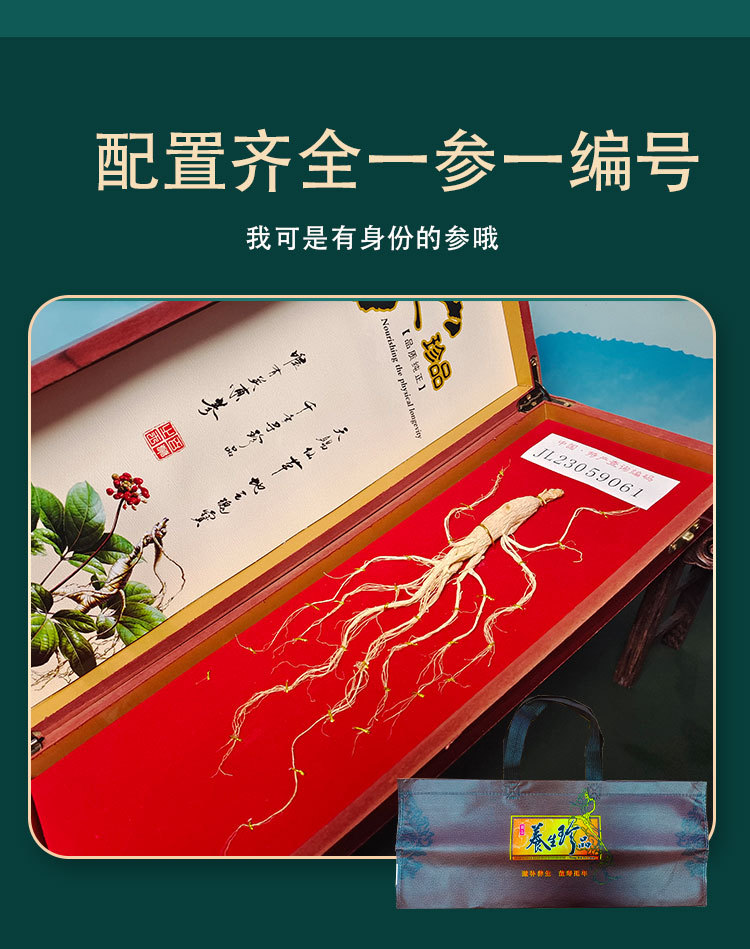 Dried Ginseng Root Gift Box Renshen 10g Wooden Gift Set for Cooking and Traditional Herbal Use quality and texture