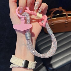 携帯電話のストラップの高級な編み物の短いタイプの細いフラッシュドリルの網の糸のチェーンの手首式の手提げのペンダントのキーのペンダントの飾り