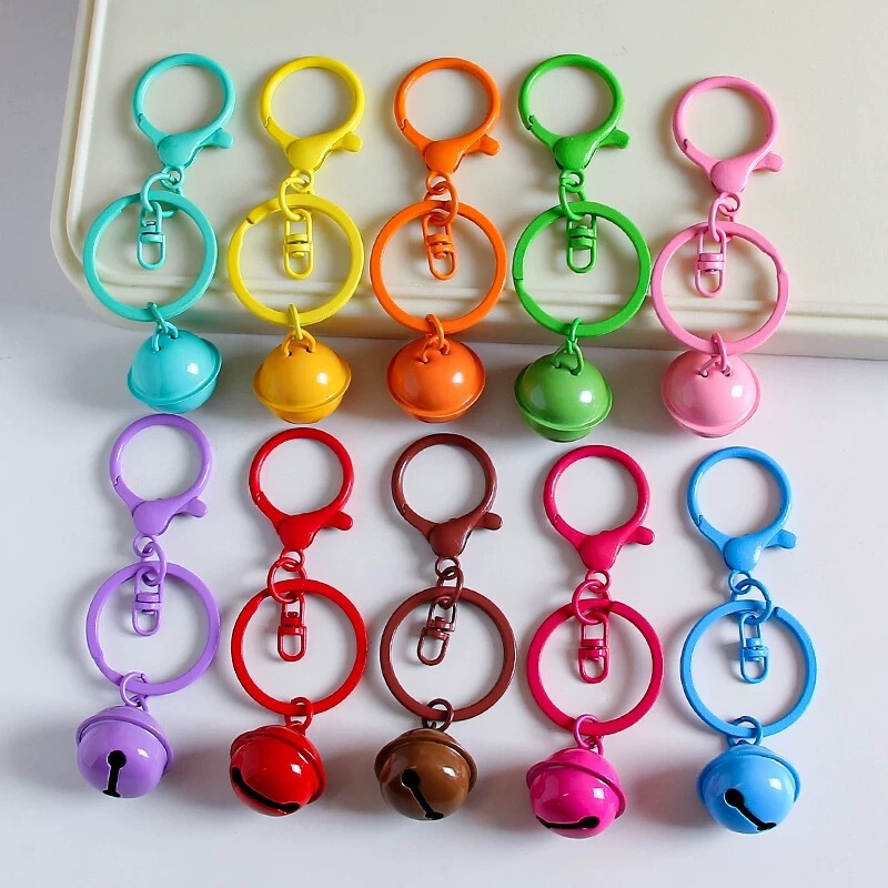 Painted Colorful Lobster Clasp Three-Piece Keychain DIY Small Fresh Bell Bag Hanging Jewelry Pendant Wholesale