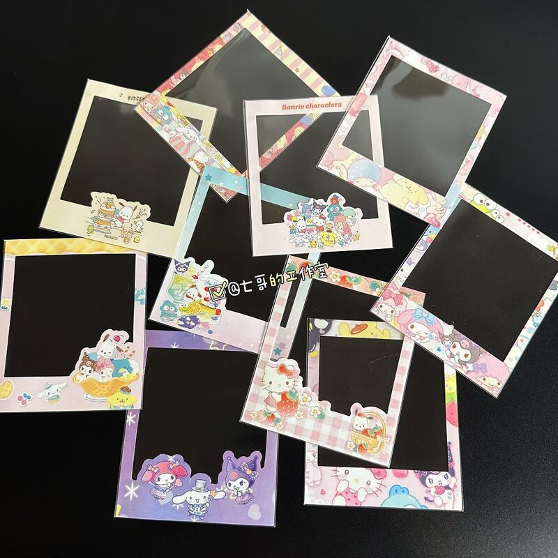 成品sq方形装饰卡膜拍立得可爱卡通花边4寸小卡保护套diy|undefined