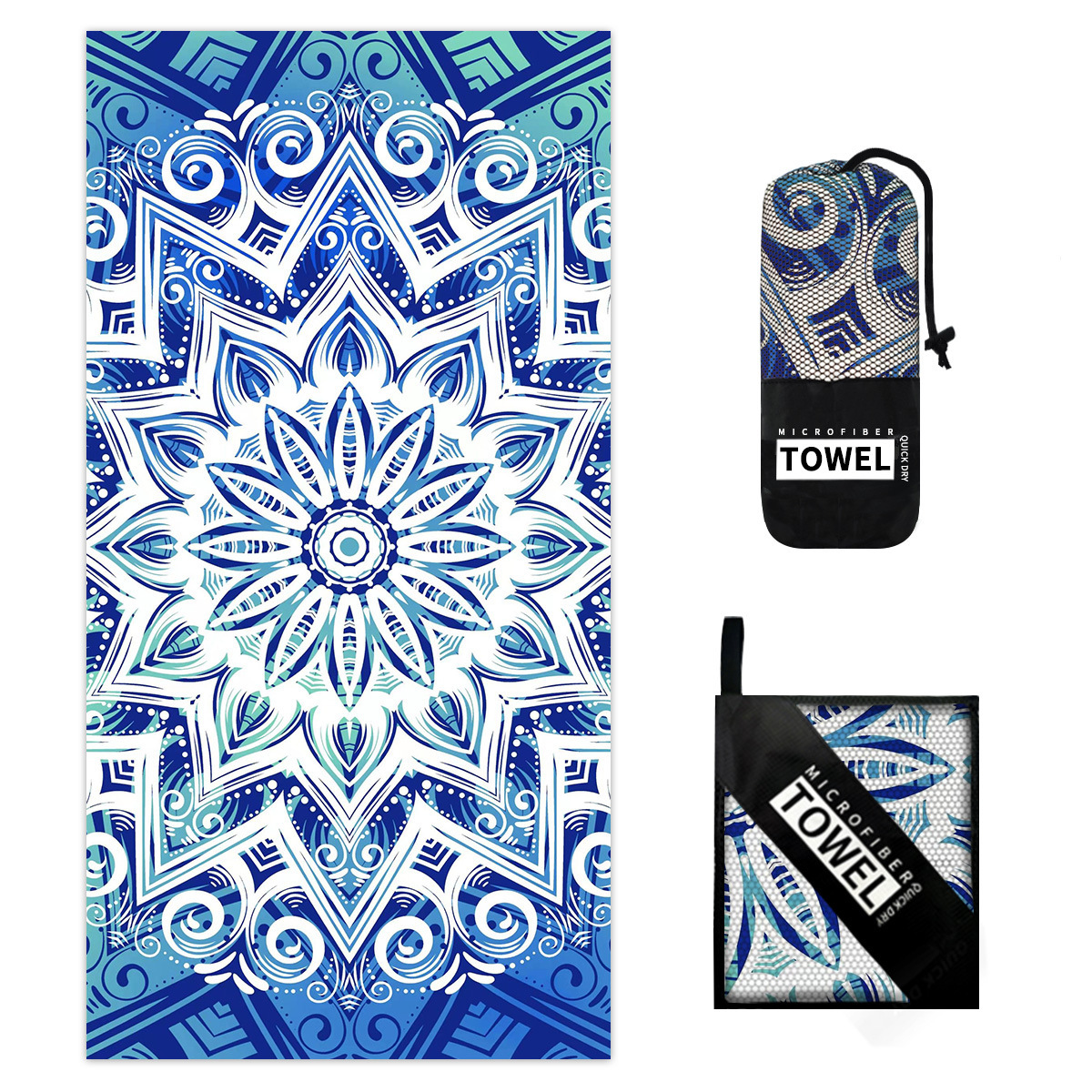 En stock, nueva toalla de baño de playa de microfibra transfronteriza, toalla estampada, toalla de baño absorbente de vacaciones de natación en la playa