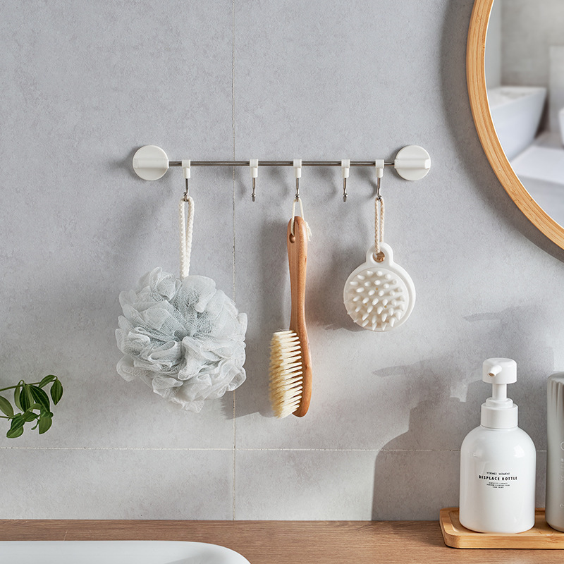 Km.1245 Hook Row Long Strip No-Drill Wall-Mounted Stainless Steel Clothes Hanger Clothes Organizer Wall Adhesive Hook Km.1245 Hook Row Long Strip No-Drill Wall-Mounted Stainless Steel Clothes Hanger Clothes Organizer Wall Adhesive Hook