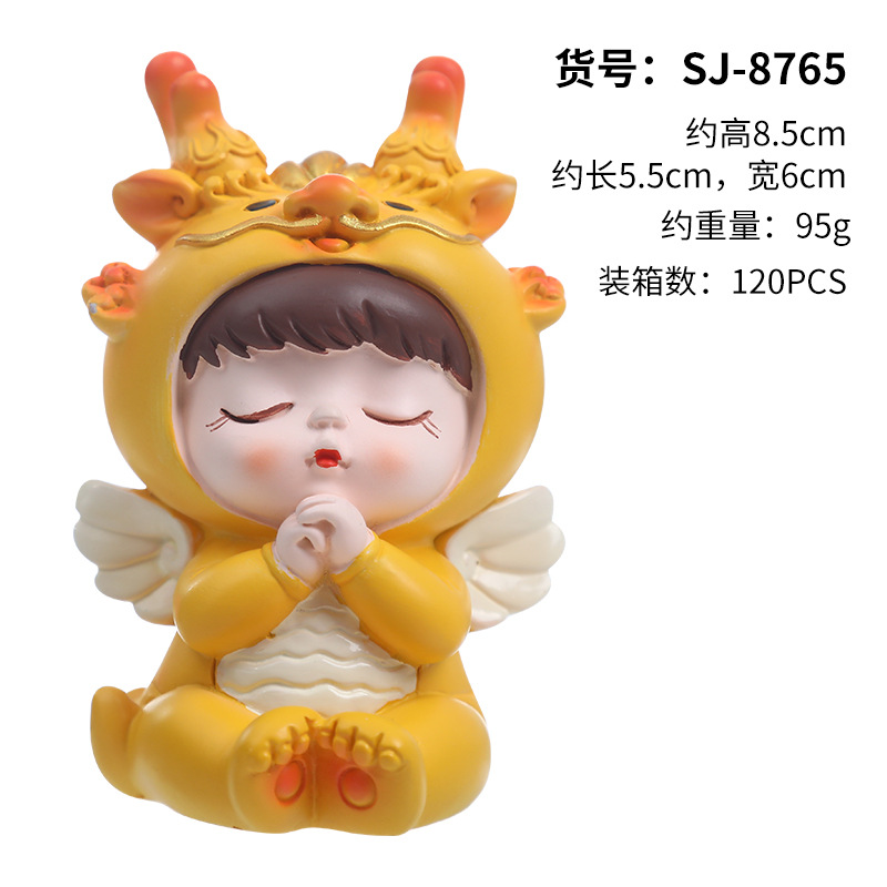 2024 año nuevo dragón bebé lindo decoración dragón año ciego caja año nuevo festivo resina coche decoración lindo dragón año regalo