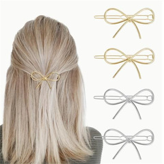 人気の金銀蝶結びヘアピン、ハート型五角形合金クリップ、可愛いヘアアクセサリー、カエルクリップ、女性用前髪飾り