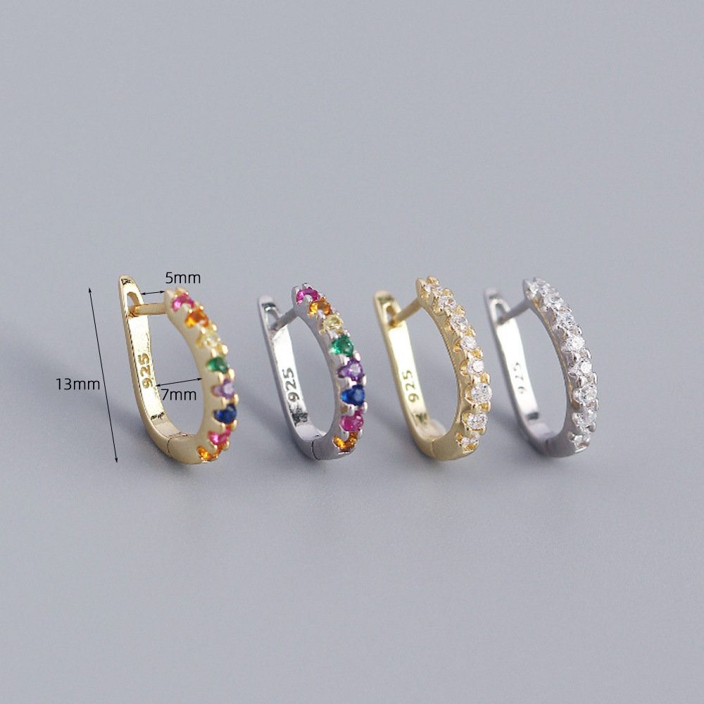 Zircon Inlay Material Earrings Classification 1 Pair 925 Sterling Silver Zircon U Shape Earrings