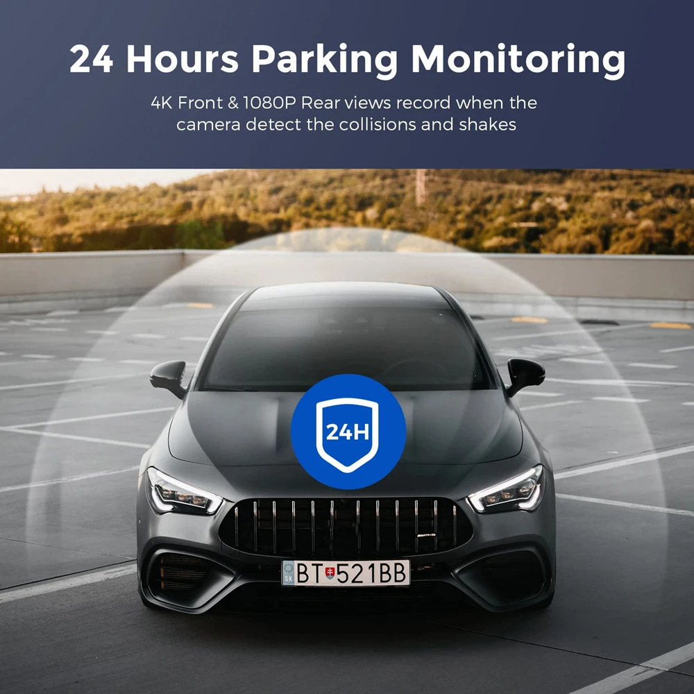 Cross-Border Hot-Selling 4K Dash Cam with High-Definition Front and Rear Dual Recording, Wifi Mobile Phone Connectivity, Hidden Dual-Lens Car Camera