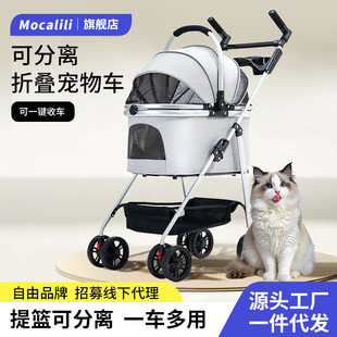 Small Pet Stroller for Teddy, Bichon, Schnauzer, Outdoor Foldable Travel Cart, Lightweight and Comfortable, Detachable for Shopping Malls