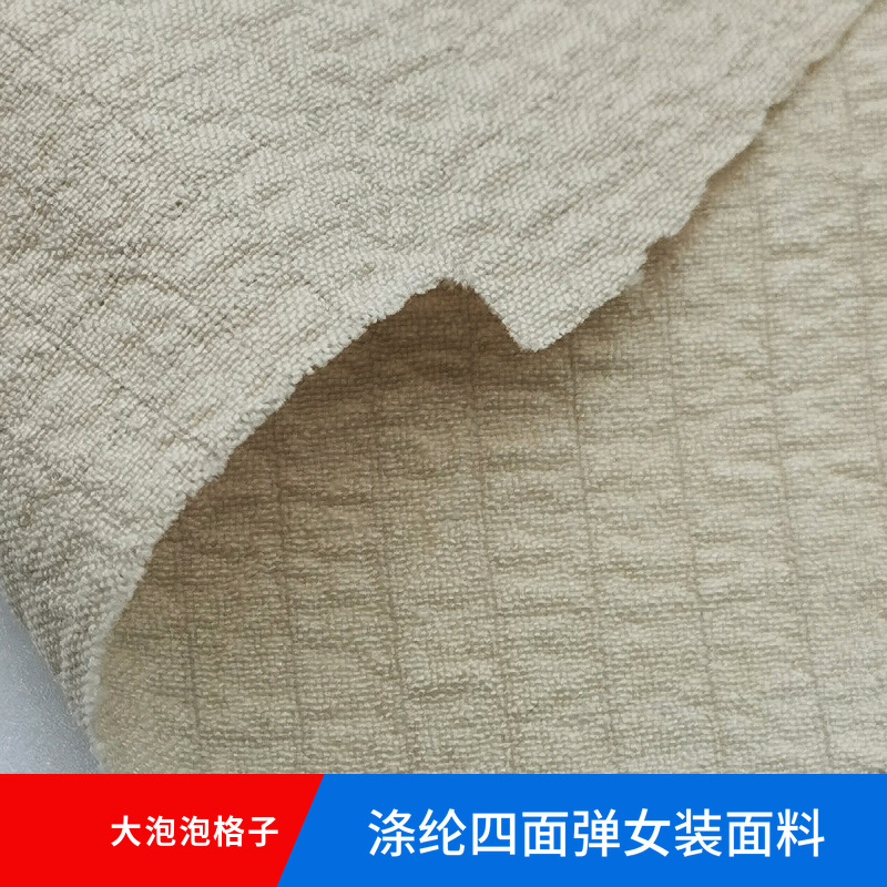 Factory Direct Sale 0.5*0.6 Bubble Large Grid High-Elastic Four-Way Stretch Fluffy Women's Fashion Polyester 100D Fabric