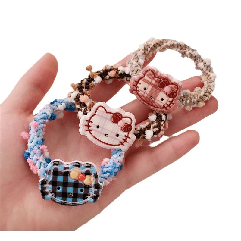 Dibujos animados japoneses linda lazo para el cabello de gato niña dulce cuerda de cabeza de gatito salvaje cabeza de bola banda de goma cuerda para el cabello accesorios para el cabello