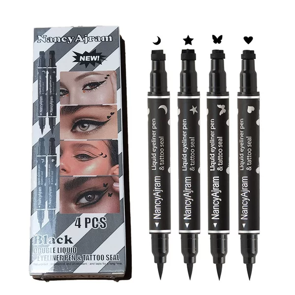 Full semi-managed black double-headed seal eyeliner waterproof non-blooming novice love embellishment eye corner eye tail eyeliner