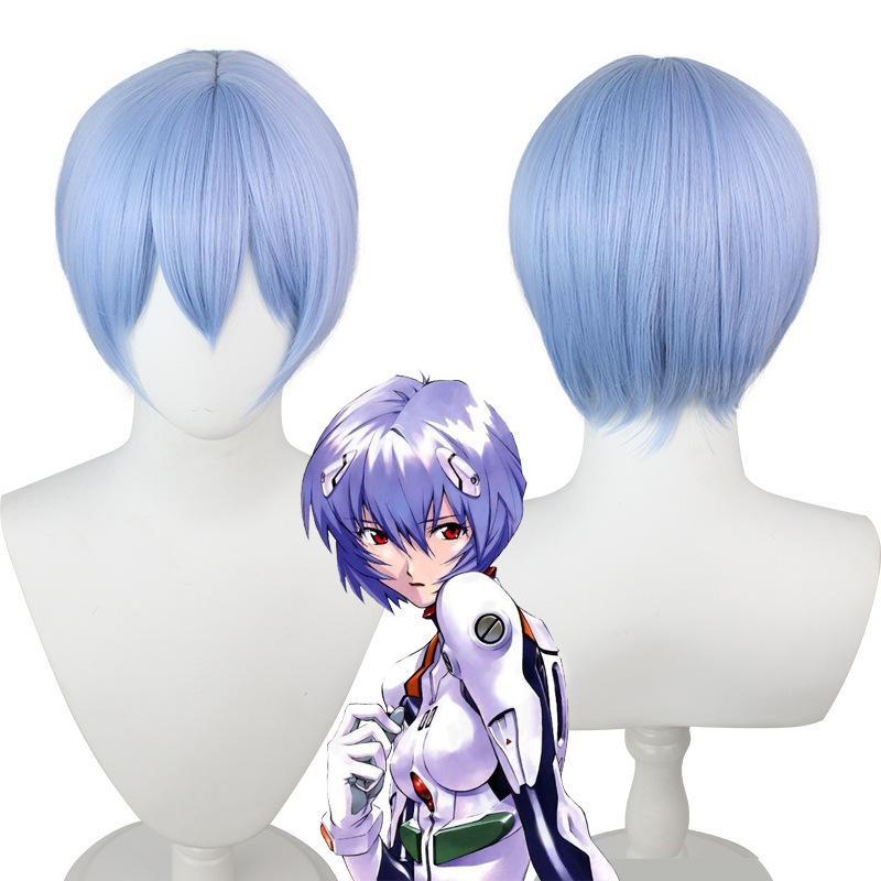 Eva Neon Genesis Evangelion Ayanami Rei Cos Wig Lingbooli Light Blue Long Scalp Short Hair Wholesale