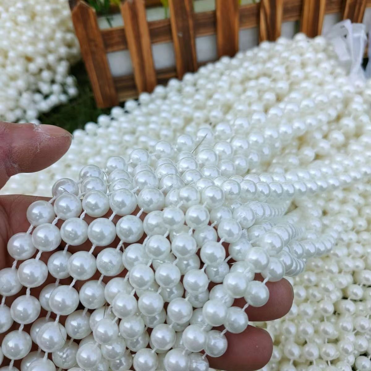 工廠批發仿珍珠鏈婚慶連線珠手工DIY飾品配件頭飾髮飾材料6mm10mm