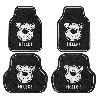 Anti-Dirty Floor Mats Universal Foot Pad - black-smile-dog-complete-vehicle-50655050cm-wire-loop-four-piece-set