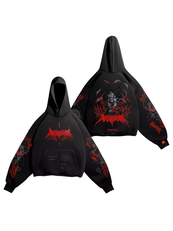 Autumn New Japanese Anime Cartoon One Piece Trendy American High Street Men's Naruto Giant Loose Hooded Sweatshirt