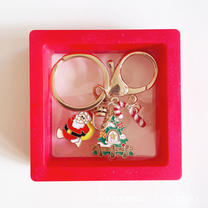 新しいクリスマスのキーホルダーギフトボックス漫画かわいい高級感雪だるまキーホルダー創意バッグストラップ|undefined