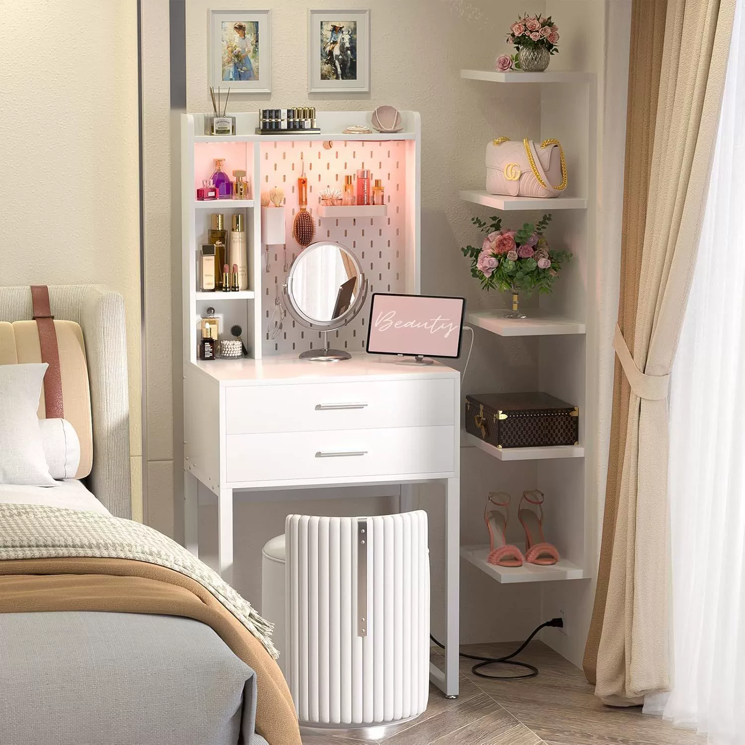 Популярный трансграничный туалетный столик для спальни, современный простой шкаф для хранения в небольшой квартире, многофункциональный прикроватный туалетный столик интернет-знаменитости