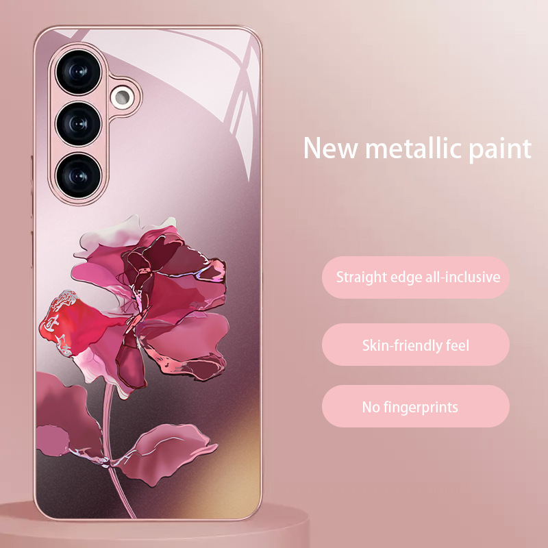 Marble Rose Flowers Are Suitable for Samsung S25Fe Mobile Phone Case S21/S22P+/S24Ultra Glass Case Marble Rose Flowers Are Suitable for Samsung S25Fe Mobile Phone Case S21/S22P+/S24Ultra Glass Case