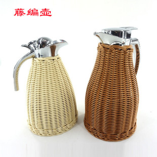 Cross-Border Supply of Rattan Insulated Kettle 304 Stainless Steel Coffee Pot Amazon Temu Hot Selling Factory Direct Supply