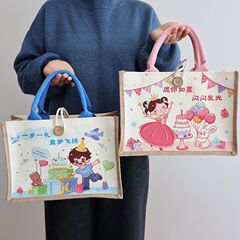 赤ちゃんの満1歳の誕生日の宴会の啓蒙のお返しのプレゼントの男の子の女の子の祝日の入学の手提げ袋の麻布の特包