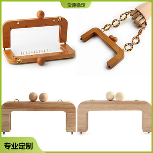 Manufacturer's Classy Professional Customized Solid Wood 20cm Handbag Clip Gold Dinner Bag Wooden Hand Clip Frame Customized Model