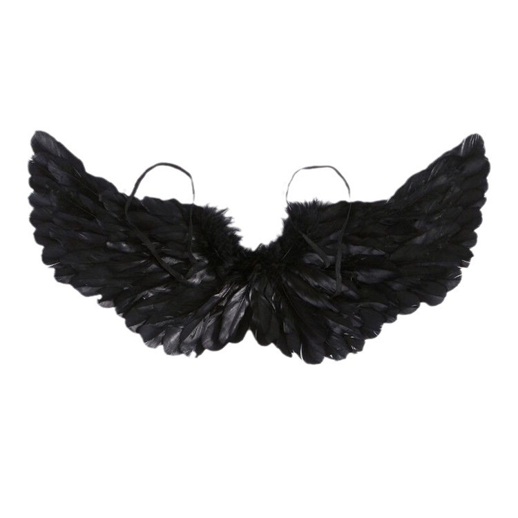 Venta directa de fábrica alas de Halloween apoyos al por mayor niños adultos Ángel alas de plumas apoyos alas negras