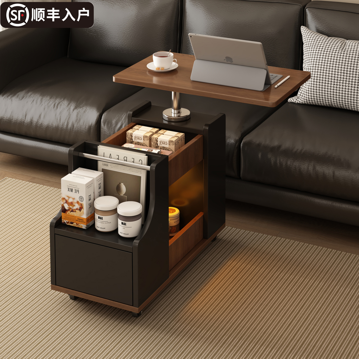 Sofá elevación móvil mesa de té carro pequeño hogar pequeño tipo 2025 nuevo gabinete de la sala de estar mesa lateral