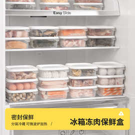 冰箱整理收纳盒冷冻肉专用储物盒食品级可微波炉加热保鲜盒分装盒