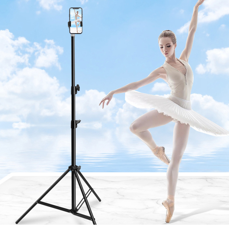 Soporte de piso para teléfono móvil, cámara retráctil, luz de fotografía, soporte en vivo, Douyin, persecución, trípode perezoso, elevación