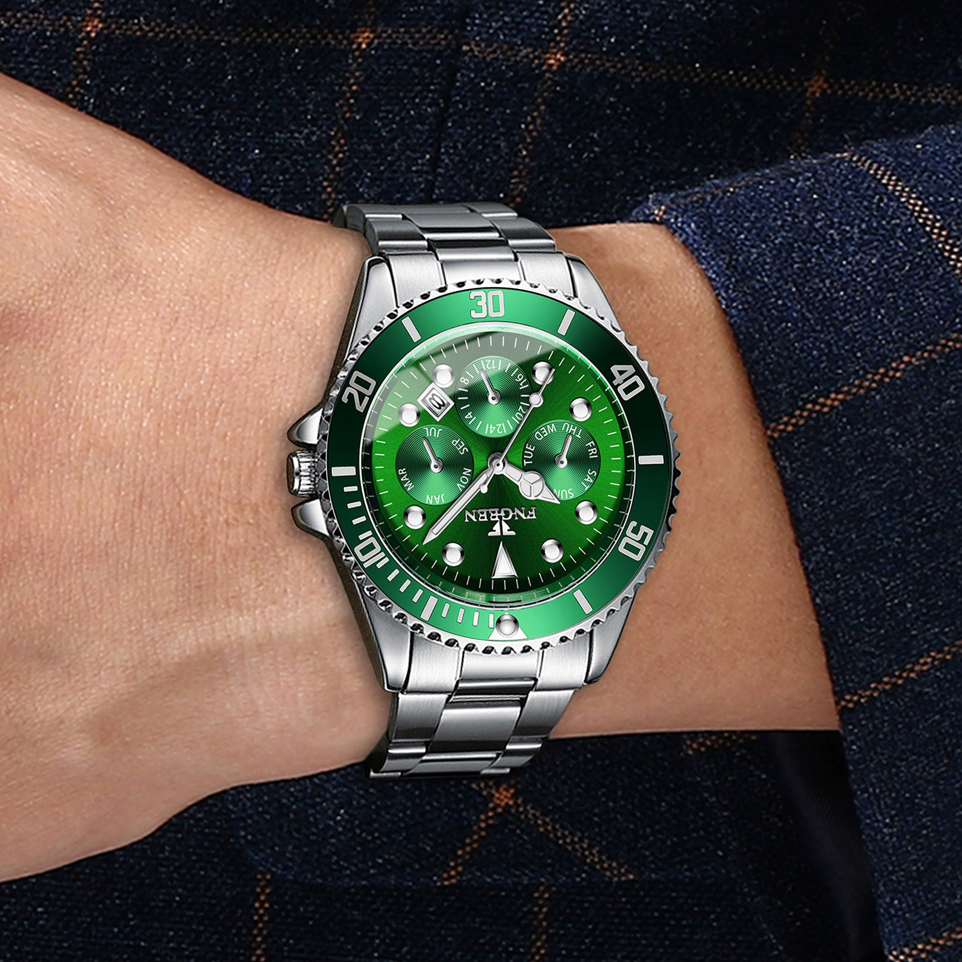 Black men's watch, swiss watch, dial
