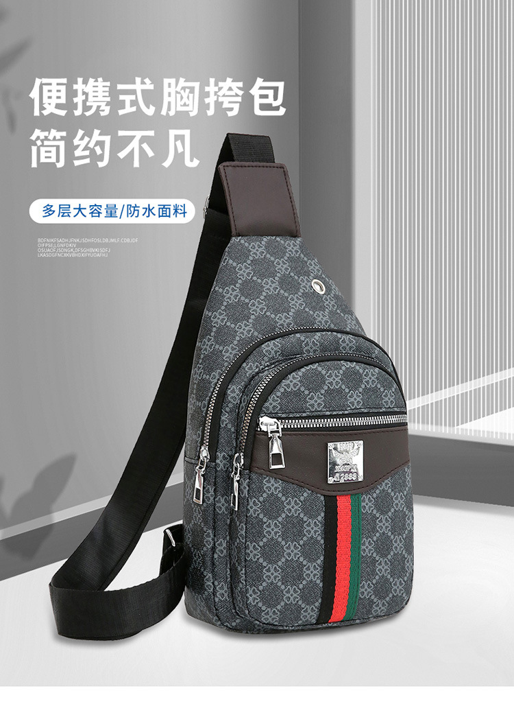 Cross-border chest bag, men's crossbody bag, travel shoulder bag, large-capacity leather bag, sports small backpack, multi-functional men's bag full figure